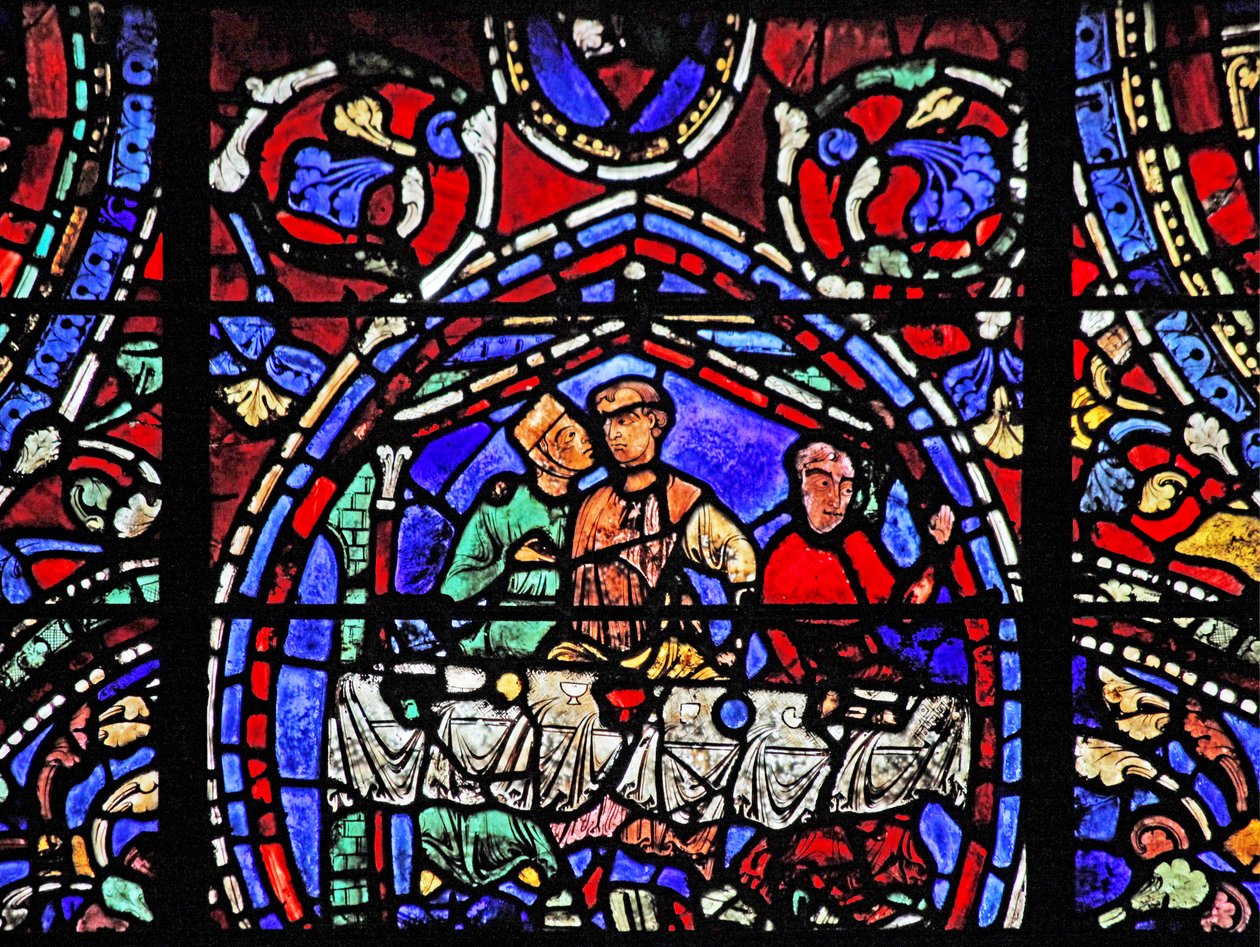 Das Fenster des verlorenen Sohnes: Er umarmt eine der Kurtisanen von French School