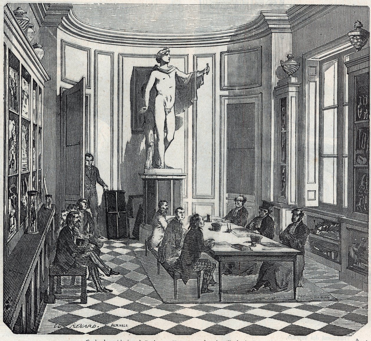 Die Medizinische Fakultät von Paris - eine Prüfung im Instrumentenraum - Gravur in „Tableau-de-Paris“ von Edmond Texier 1852 von French School