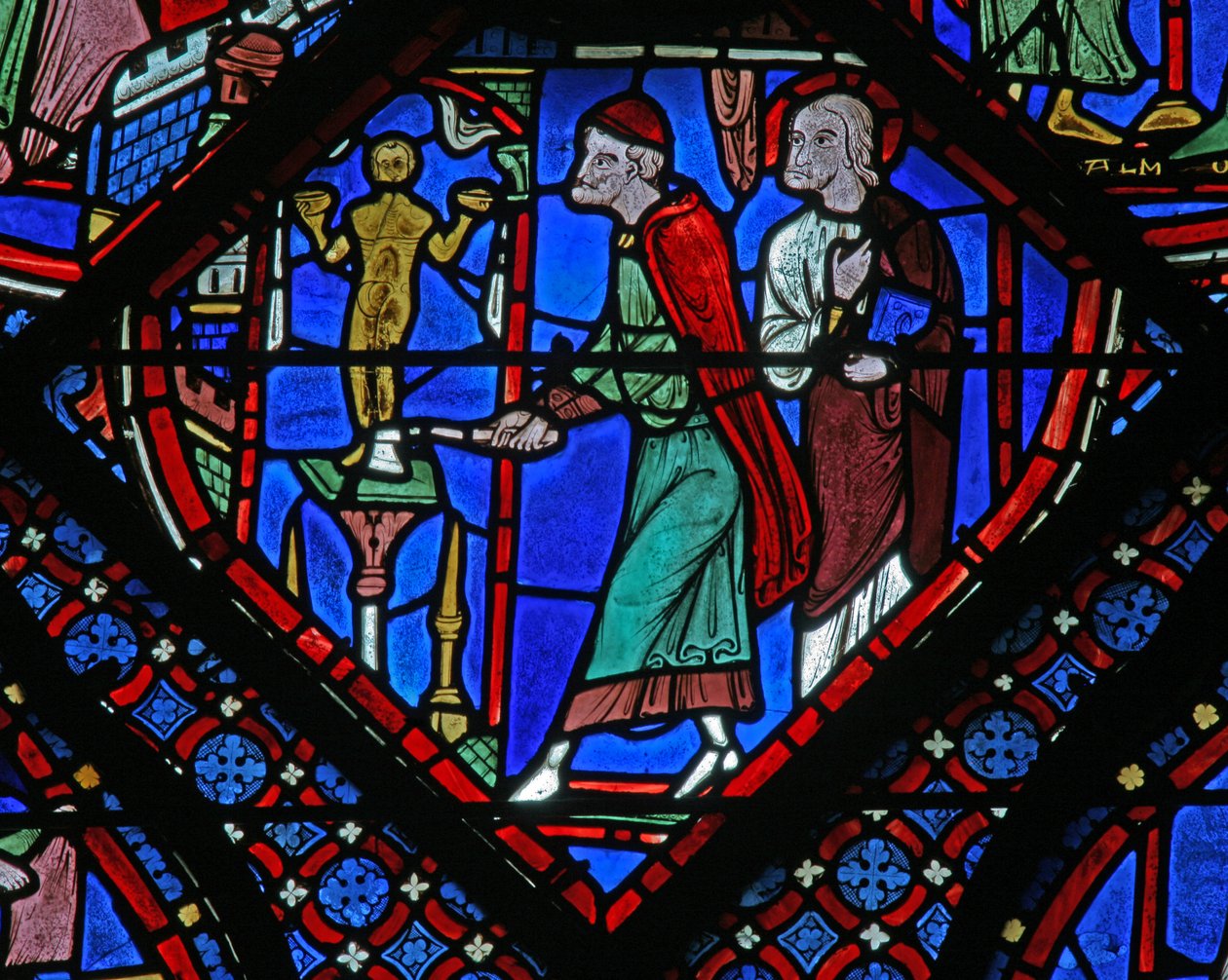 Das St. Jakobus Fenster: Almogenes (Hermogines) zerstört das Idol von French School