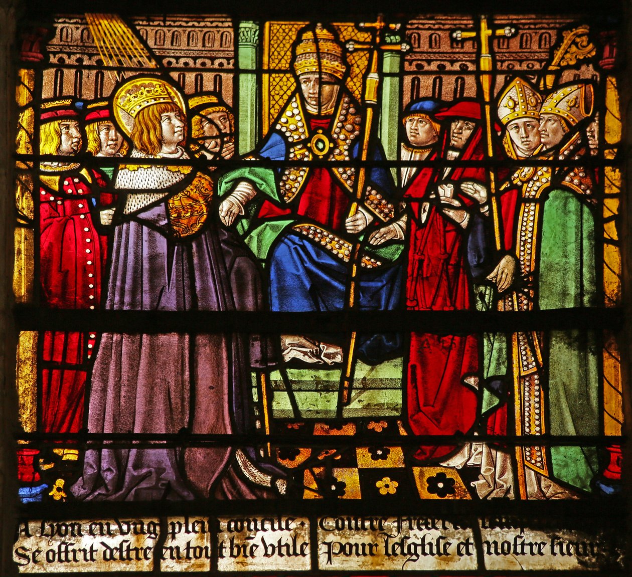 Das Fenster des Heiligen Ludwig: Ludwig beim Konzil von Lyon von French School