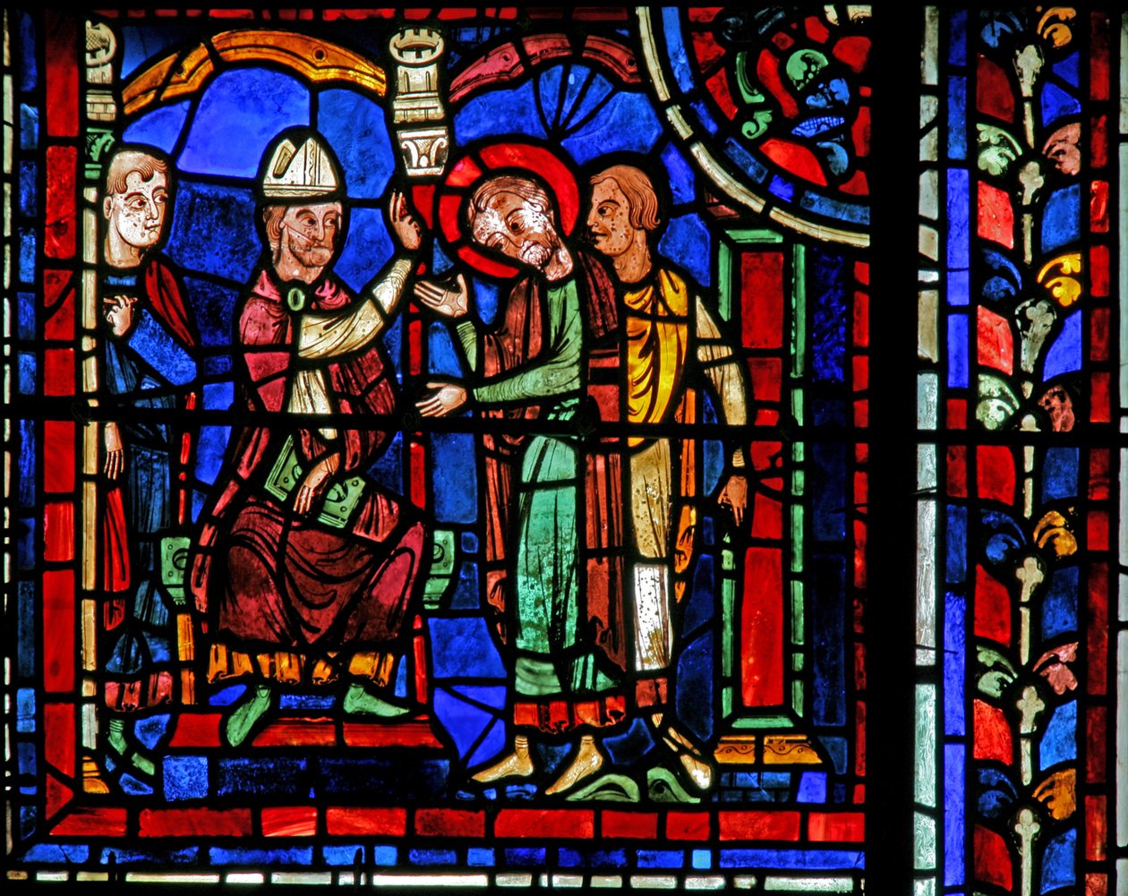 Das St. Martin Fenster: Der Heilige erhält einen Segen von St. Hilary von French School