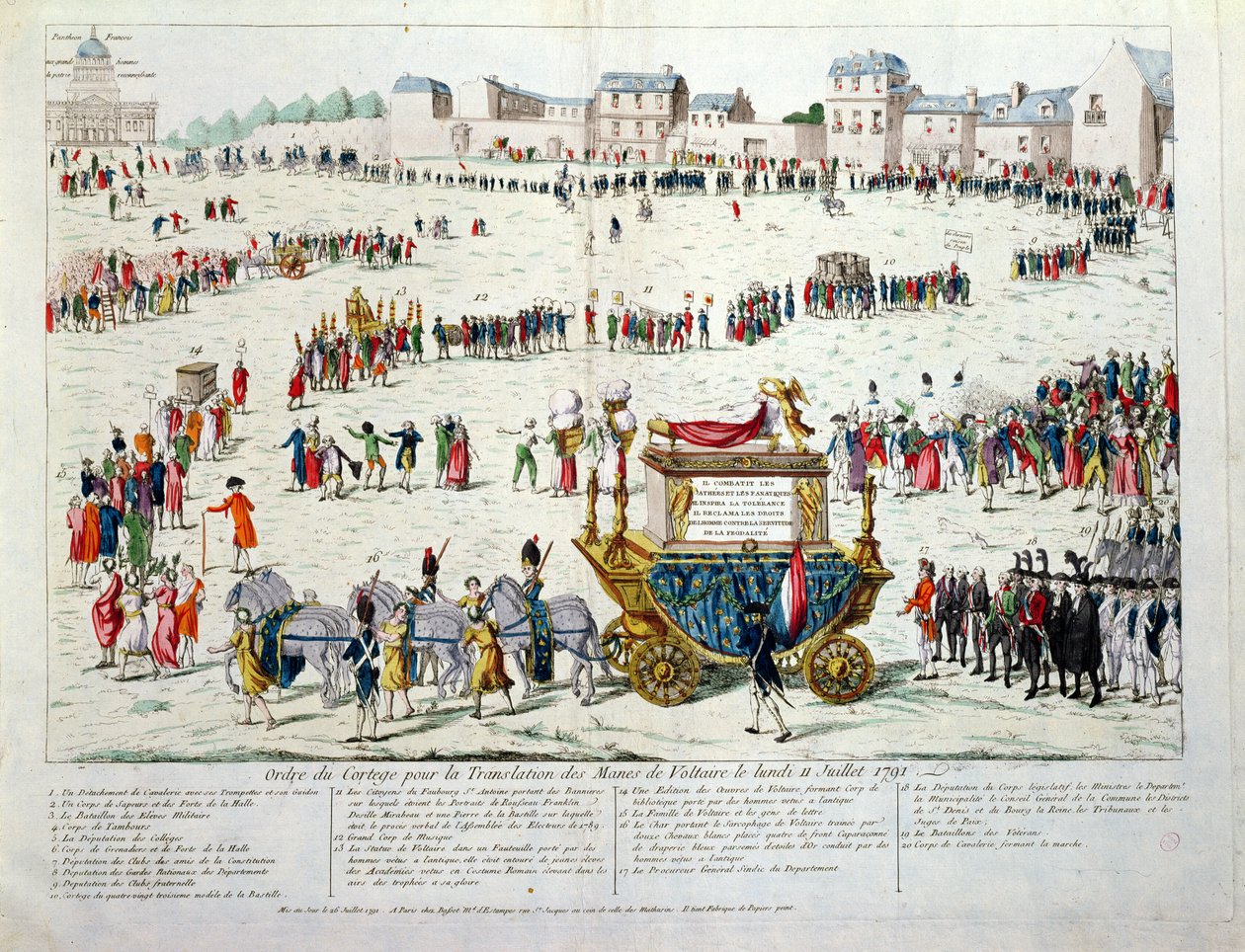 Die Überführung der sterblichen Überreste von Voltaire ins Pantheon Paris am 10. Juli 1791 von French School