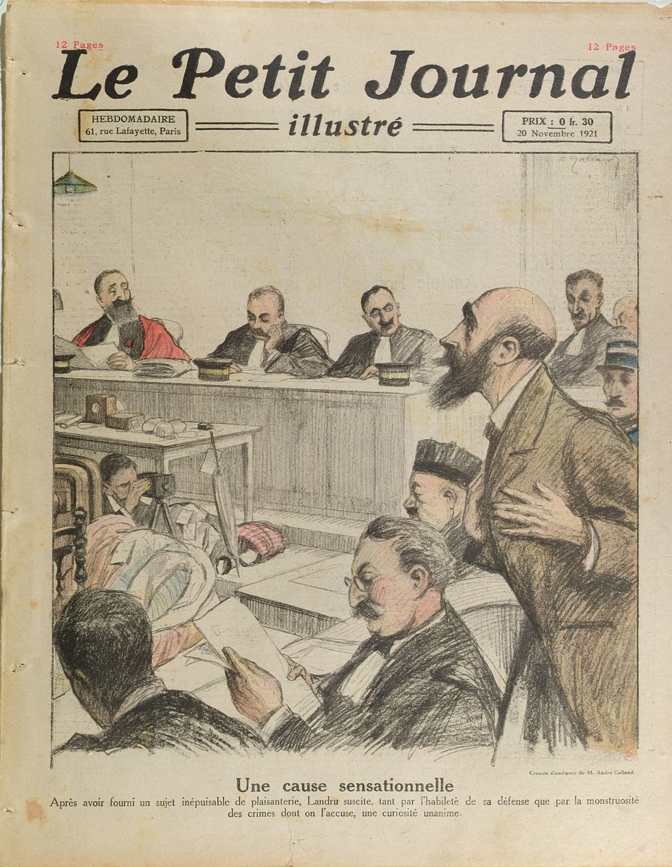 Der Prozess von Henri Désiré Landru (1869-1922) aus Le Petit Journal, 20. November 1921 von French School