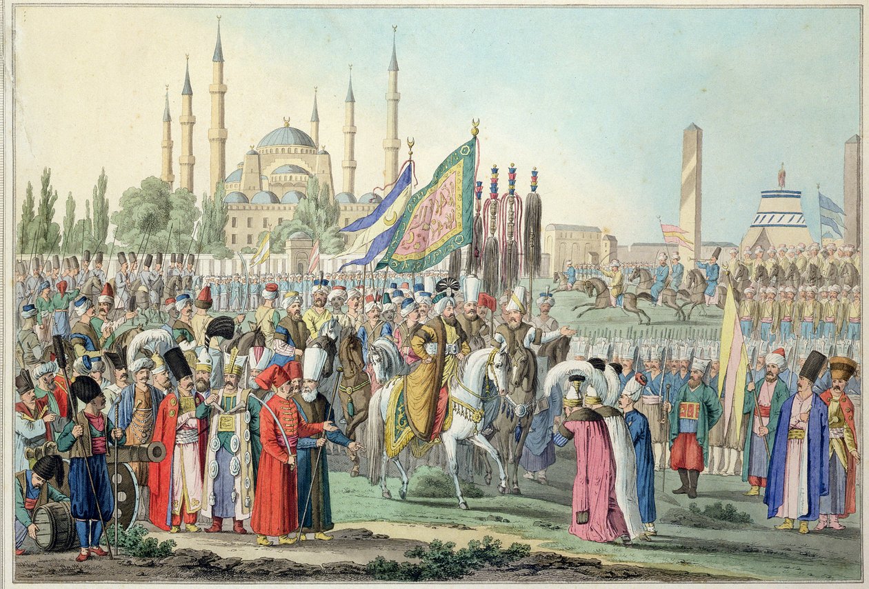 Der türkische Sultan inspiziert seine Janitscharen von French School