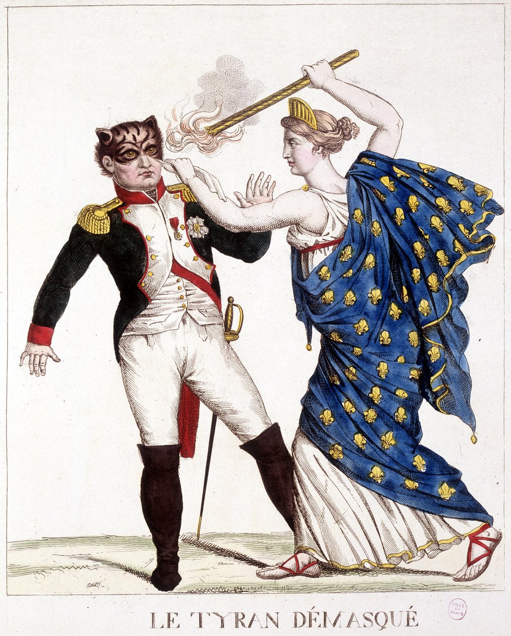 Der entlarvte Tyrann - in „Napoleon 1., Karikaturen, Dummy-Sammlung“, ca. 1814. von French School
