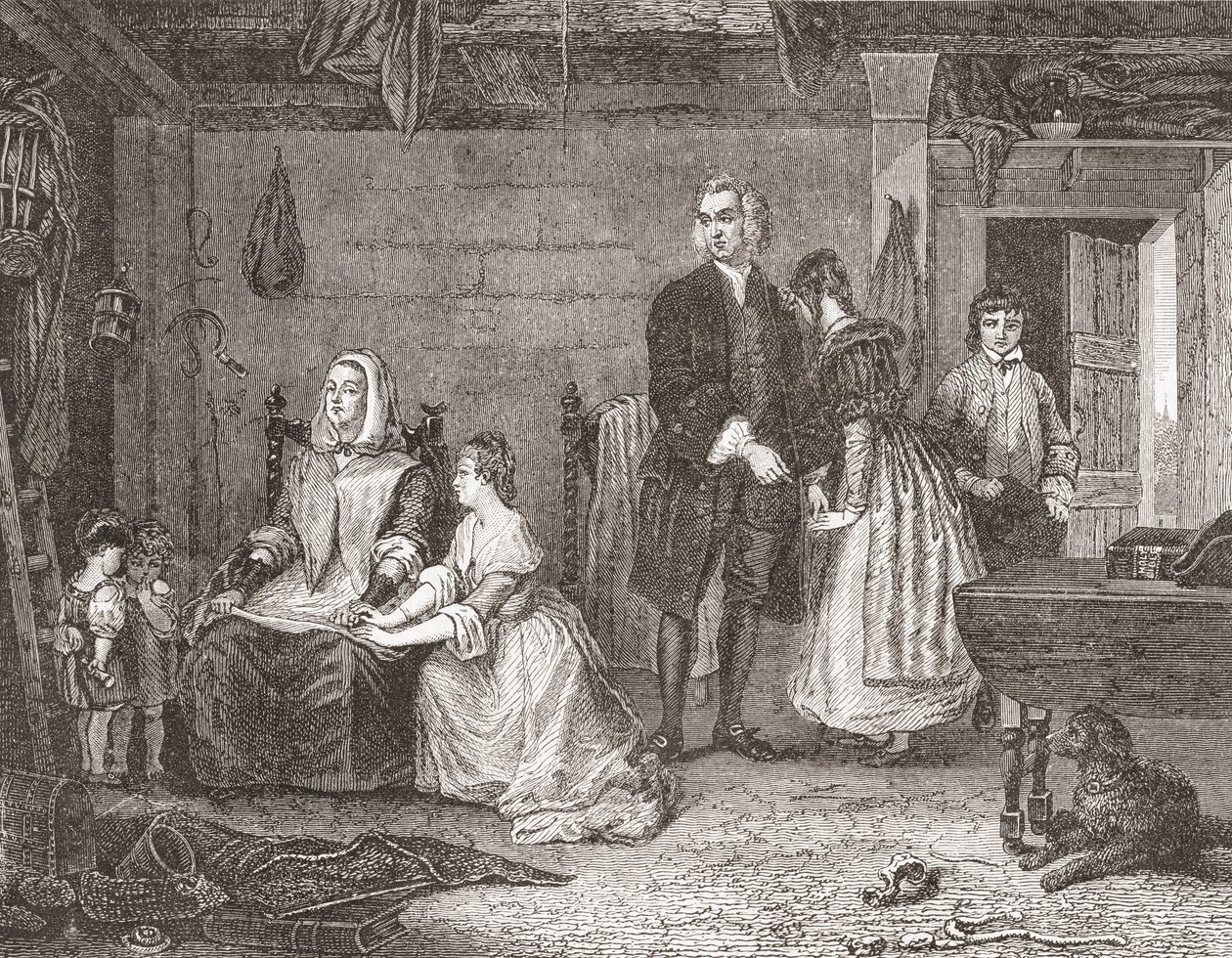 Der Pfarrer von Wakefield versöhnt seine Frau mit Olivia, nach dem Gemälde von Gilbert Stuart Newton. Aus Histoire des Peintres, École Anglaise, veröffentlicht 1867 von French School