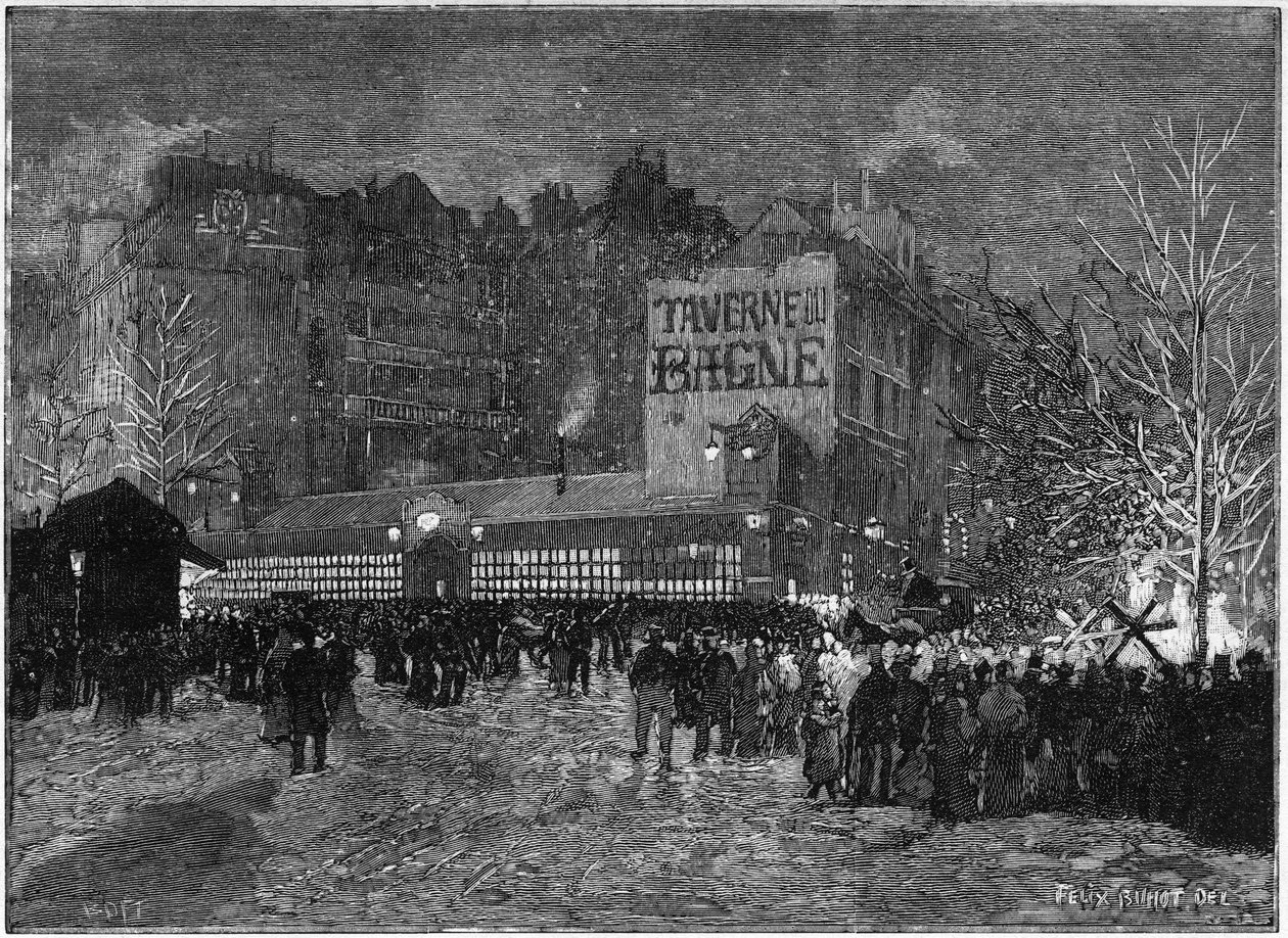 Das jährliche Fest von Montmartre und die Taverne du bagne in Paris, In „Die illustre Welt“ von French School