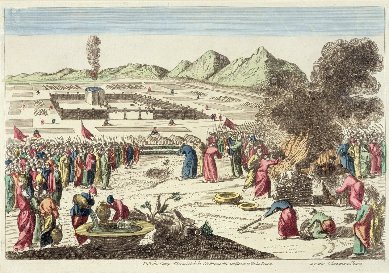 Das Lager der Israeliten und das Opfer der roten Kuh von French School