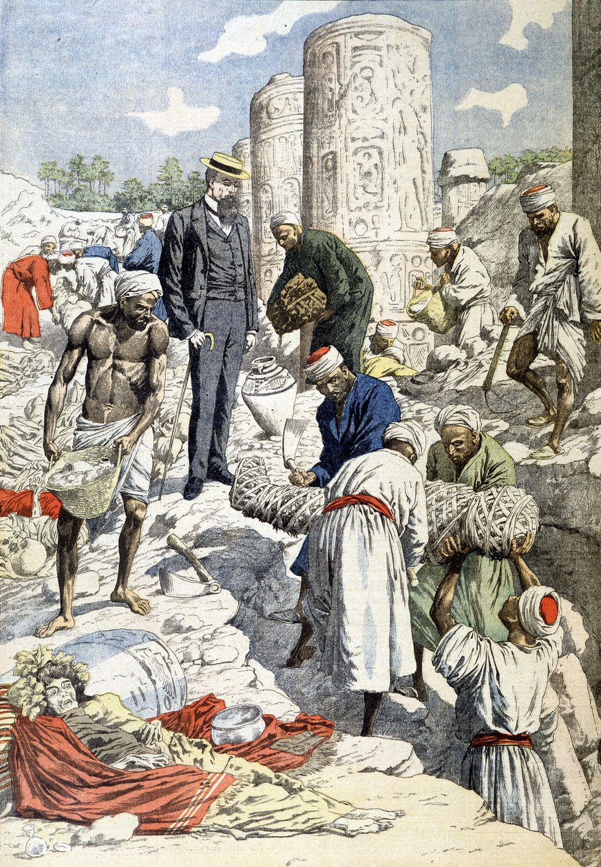 Die Ausgrabungen von Herrn Gayet in Antinoë - in „Le Petit Journal“ vom 10.01.1904 (Gravur) von French School