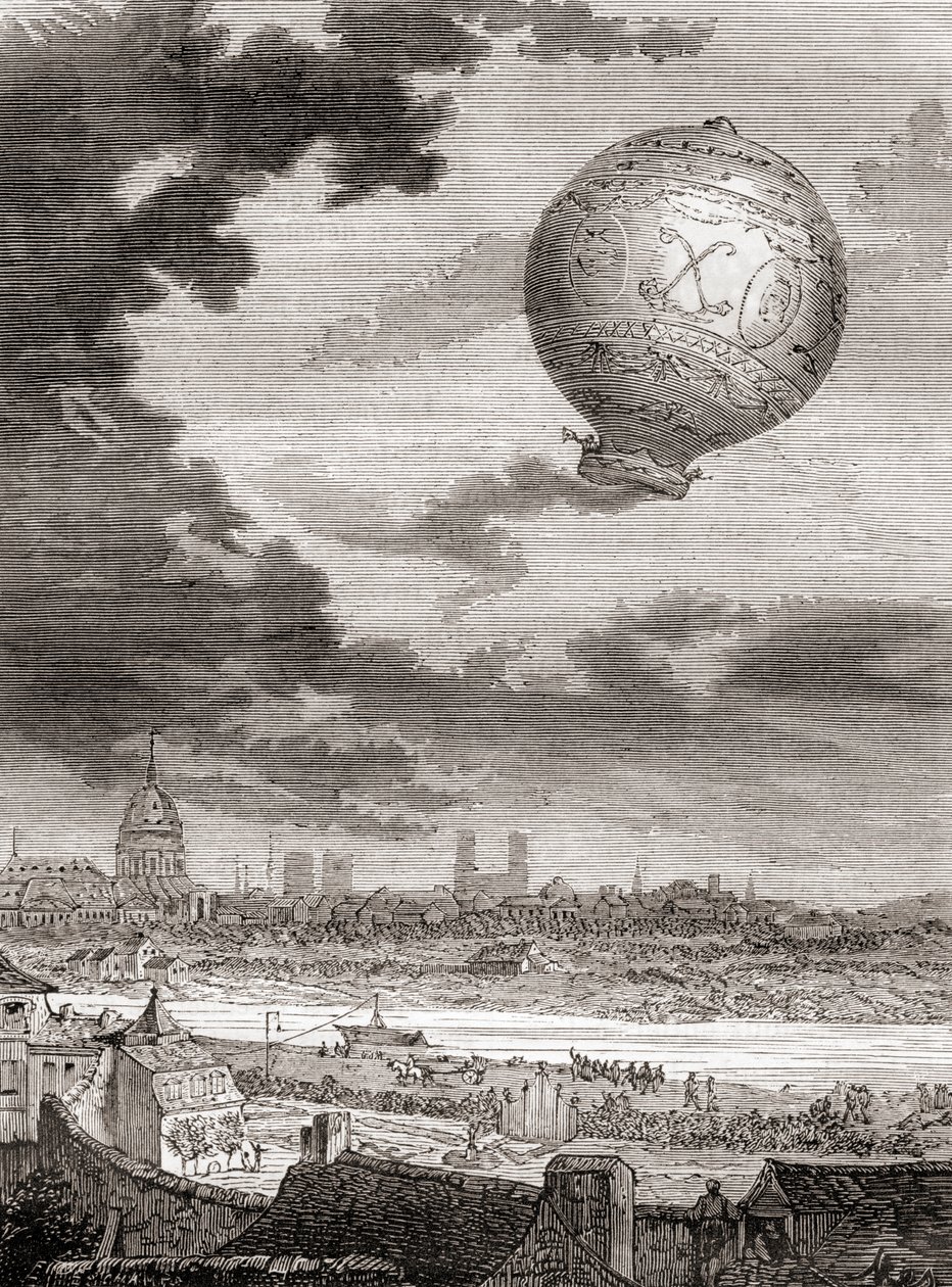 Der erste ungebundene Ballonflug von Jean-François Pilâtre de Rozier und dem Marquis d