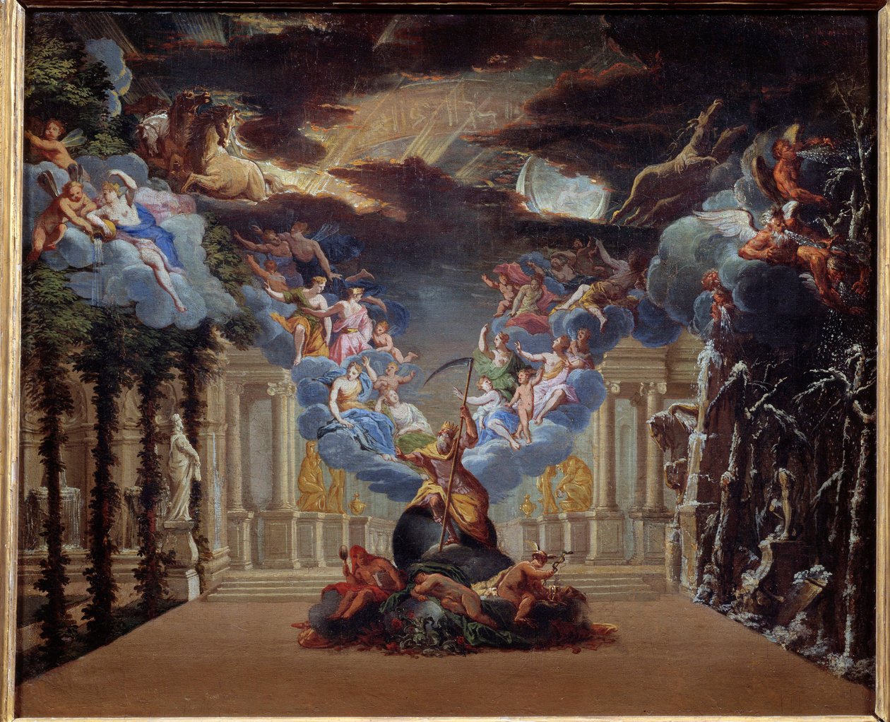 Der Palast der Zeit, Dekor des Prologs von „Atys“ von Jean Baptiste Lully von French School