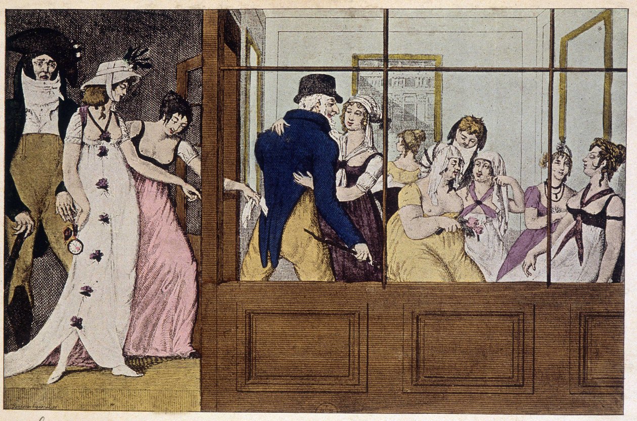 Das Serail im Laden: Bordell im Palais Royal - Gravur von French School