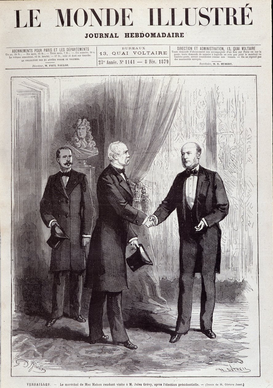 Der Besuch von Marschall Patrice de Mac Mahon bei Präsident Jules Grevy, Februar 1879 von French School