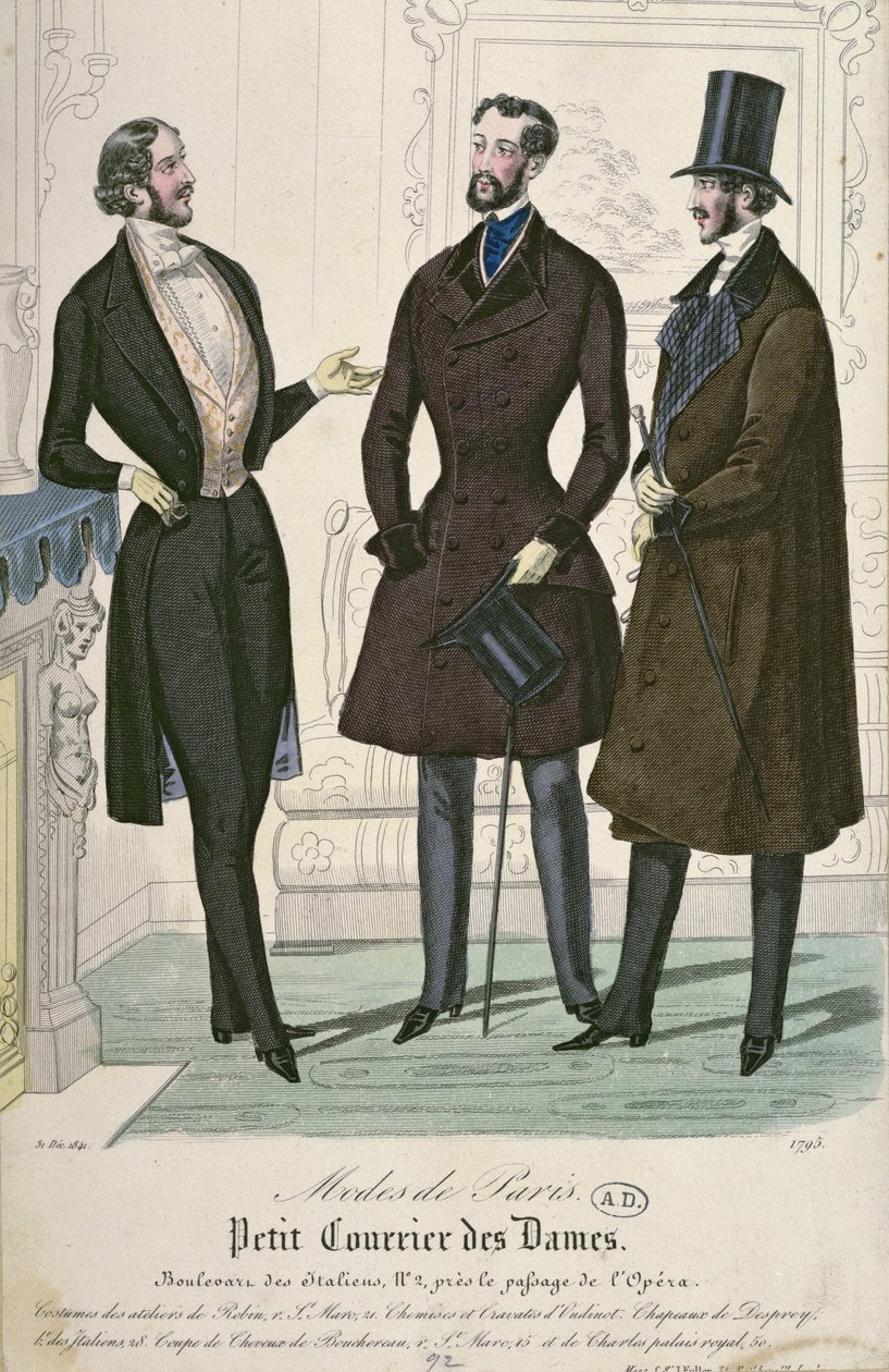 Drei elegante junge Männer, 1841 von French School
