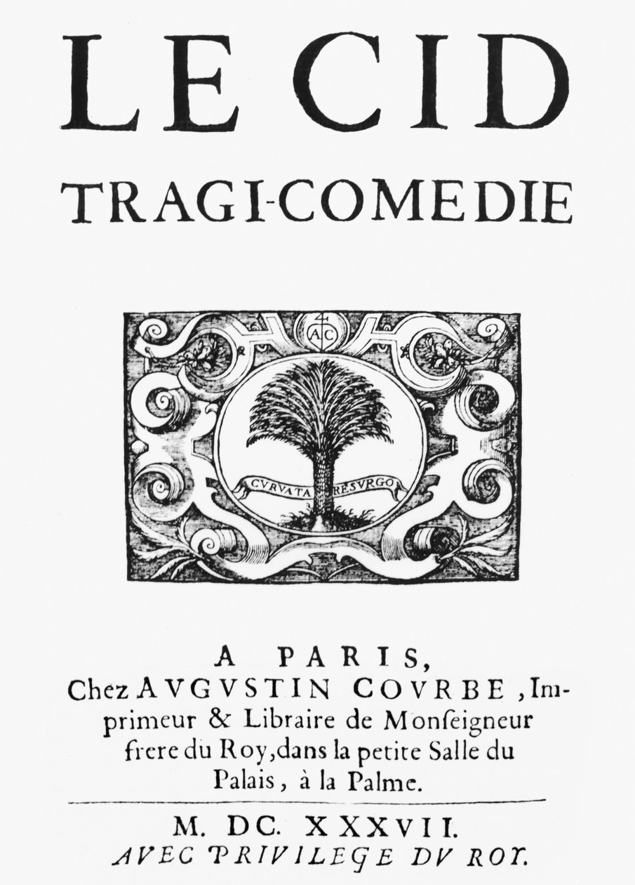 Titelseite von Le Cid (1637) von Pierre Corneille (1606-84), veröffentlicht 1637 von French School