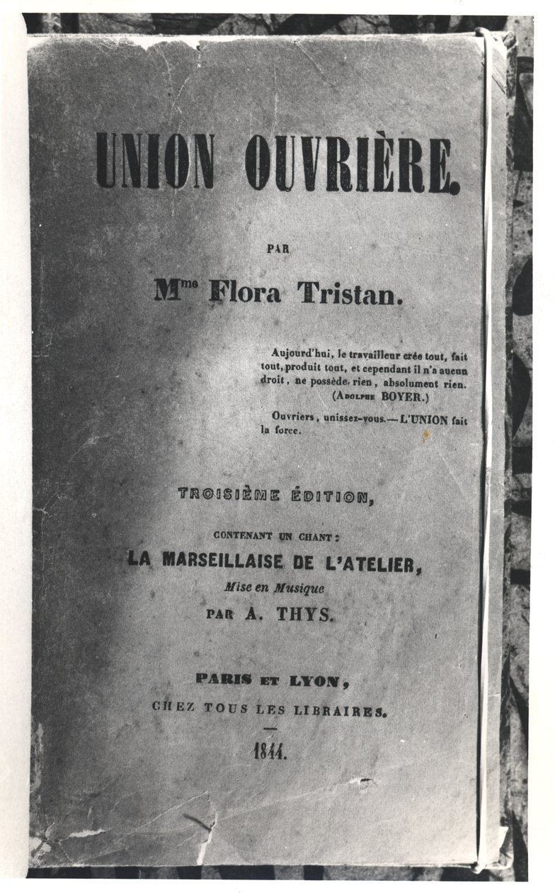 Titelblatt von Union Ouvriere von Flora Tristan (1803-44), veröffentlicht 1844 von French School