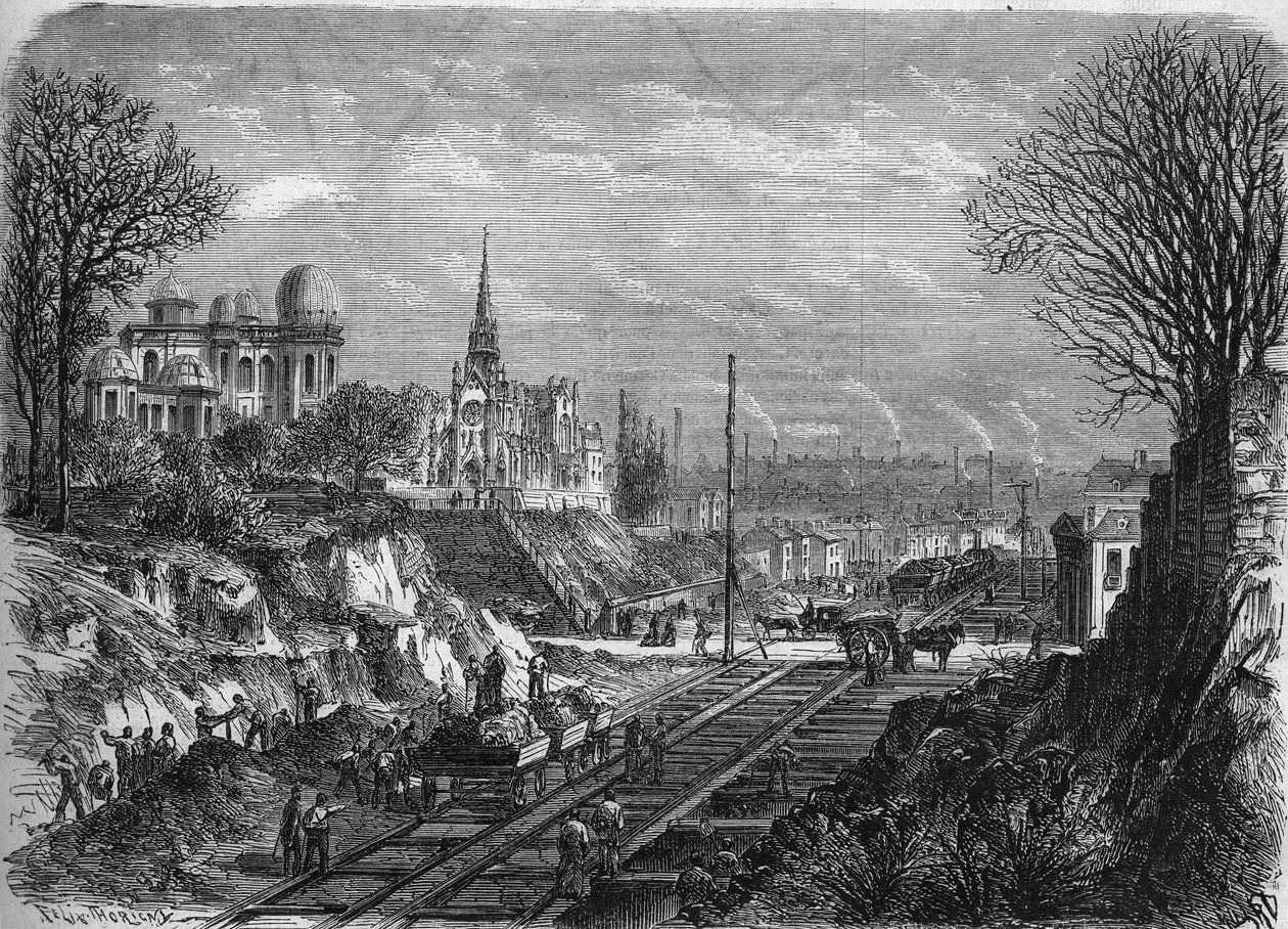 Transformationen von Paris unter dem Zweiten Kaiserreich, Paris haussmannien: Durchbruch des Boulevard Arago. Gravur in 