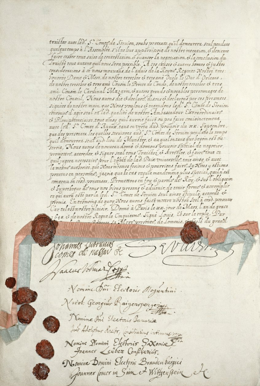 Westfälischer Friede, unterzeichnet in Münster, 24. Oktober 1648 von French School