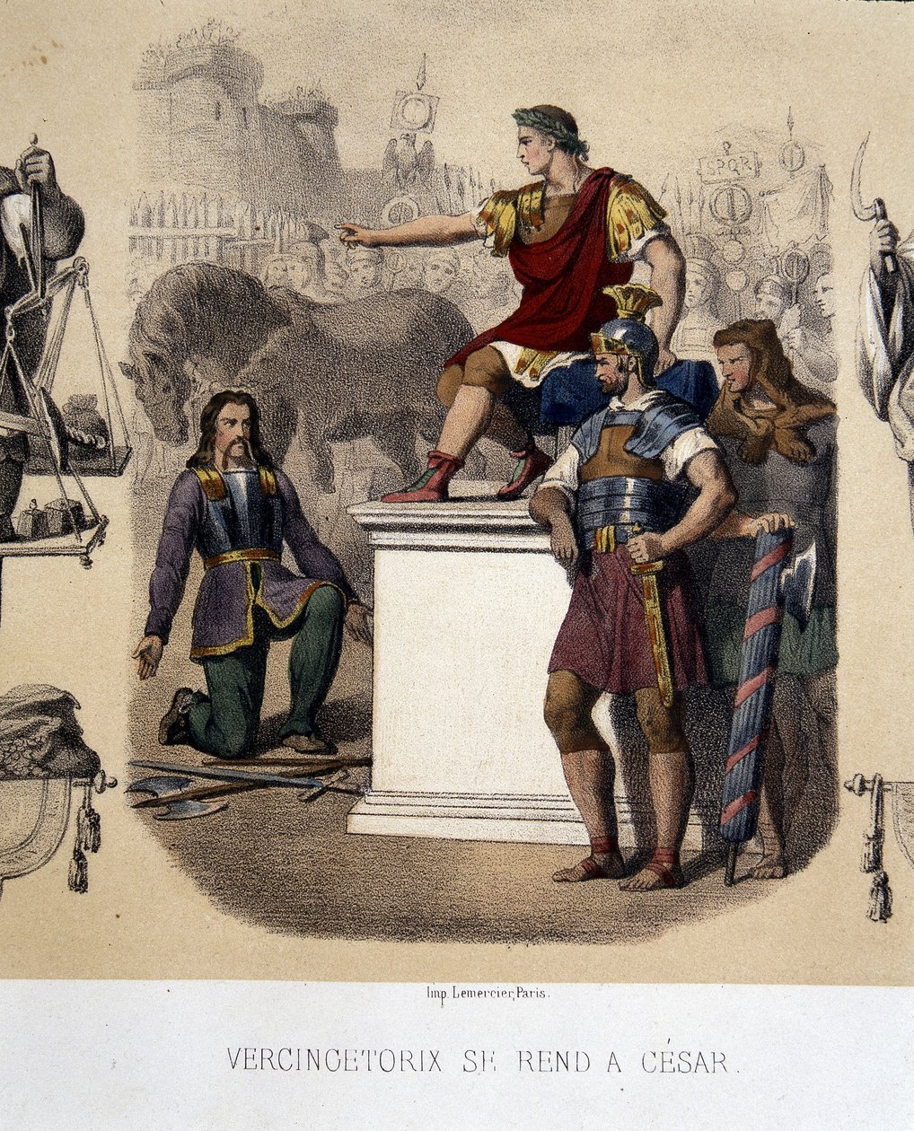 Vercingetorix ergibt sich Cäsar (52 v. Chr.) von French School