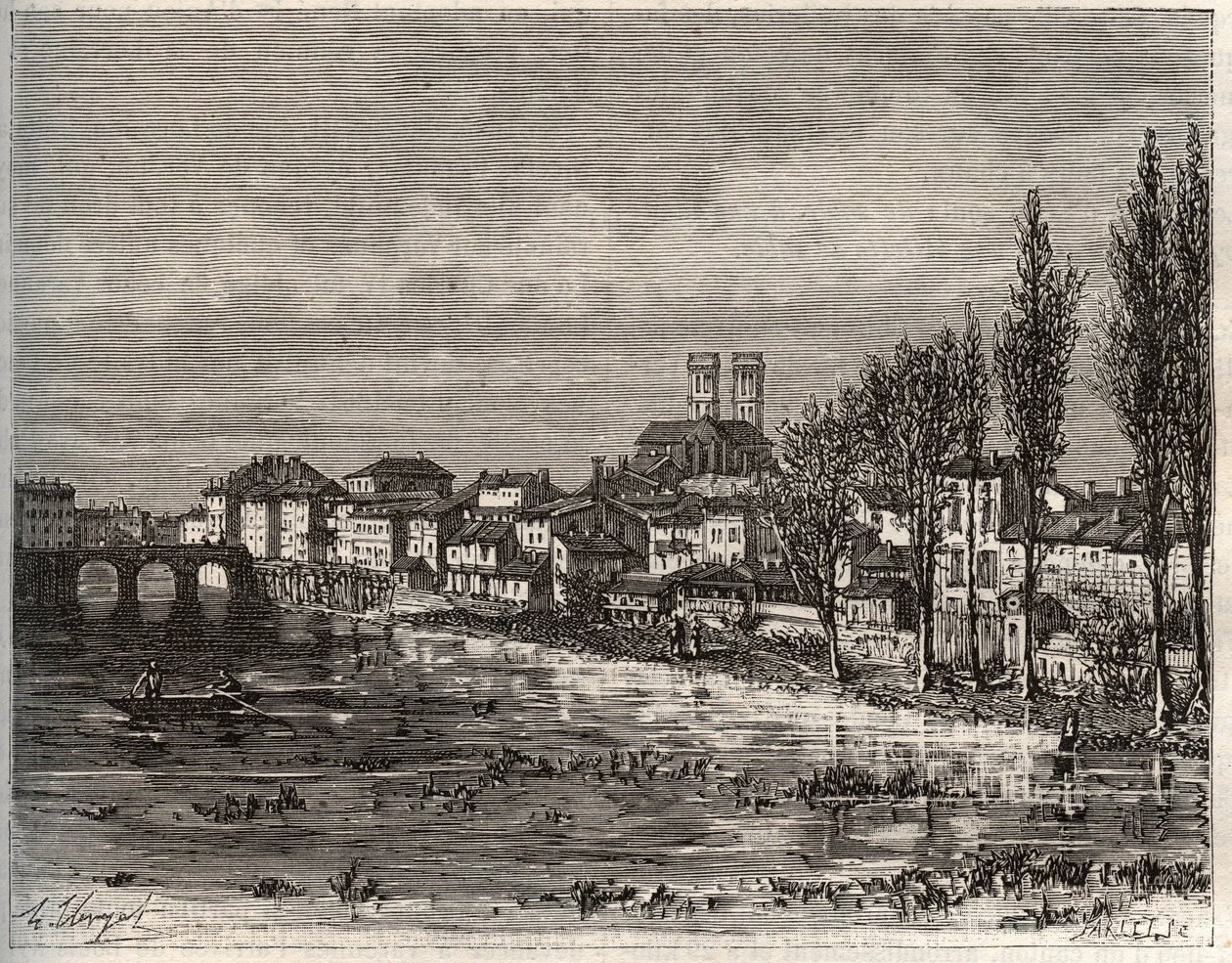 Verdun - Morbihan in der Bretagne - Gravur in „La France illustree: geographie, histoire, administration statistique“ von V.A. Malt-Brown. 1884 von French School