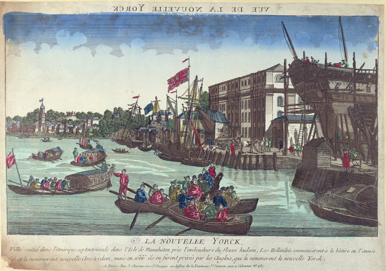 Ansicht von New York, graviert von Balthazar Frederic Leizelt von French School