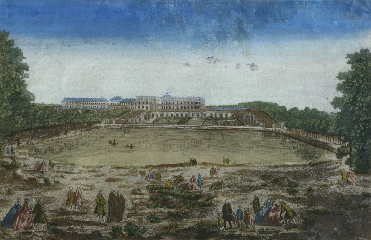 Ansicht des Schlosses und der Orangerie vom Piece d