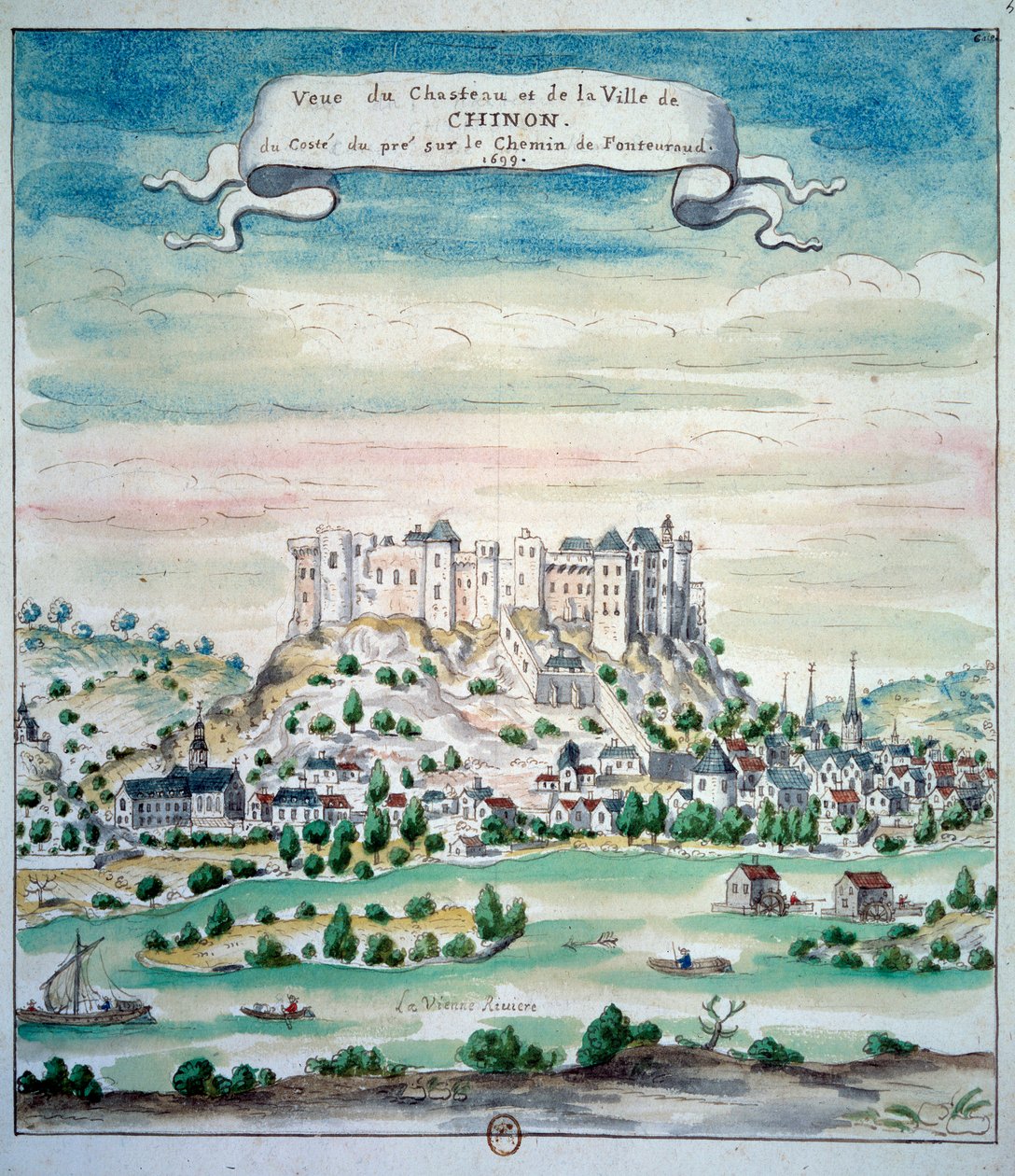 Ansicht des Schlosses von Chinon von French School