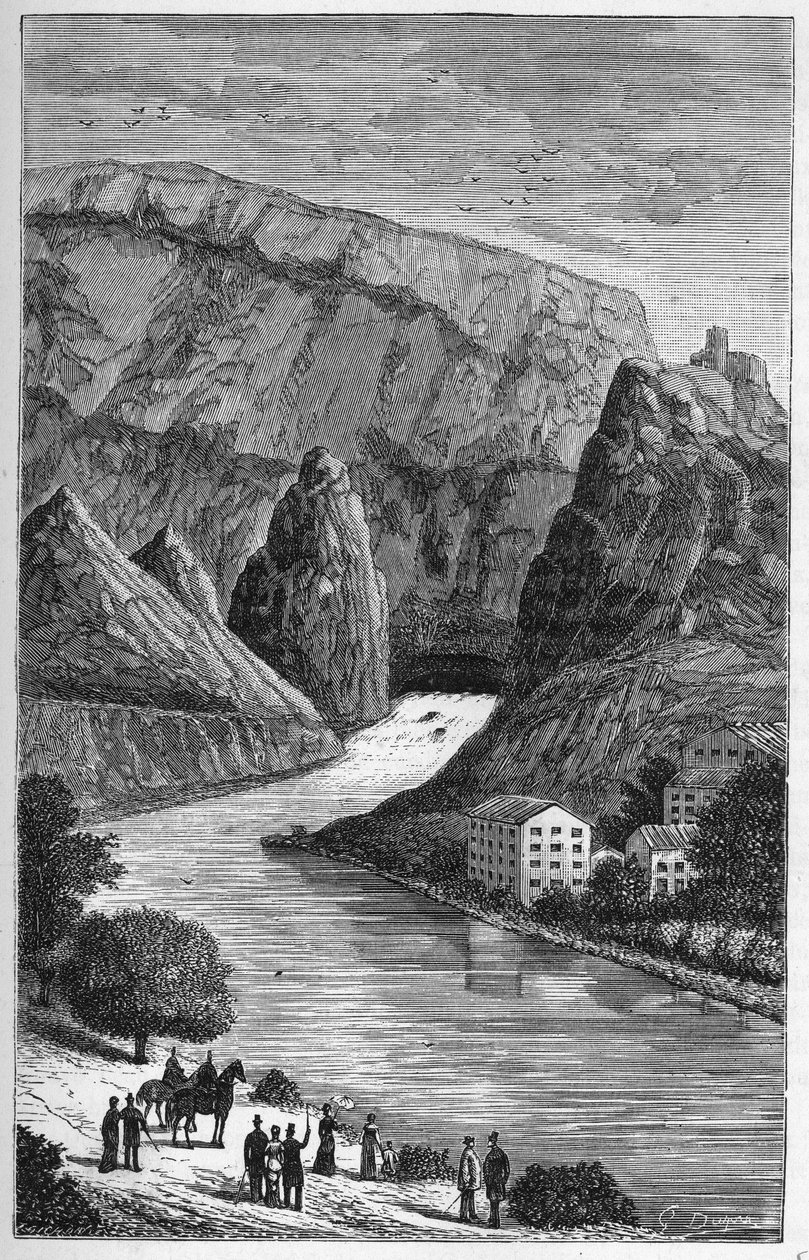 Ansicht der Fontaine du Vaucluse im Departement Vaucluse, Region Provence-Alpes-Côte d