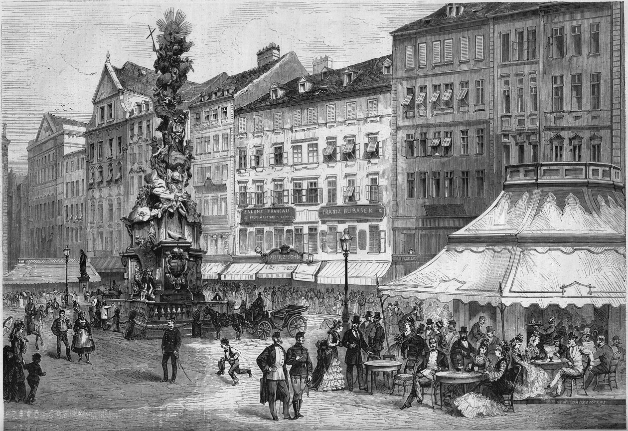 Ansicht des „Graben“ im Stadtzentrum von Wien, Österreich von French School