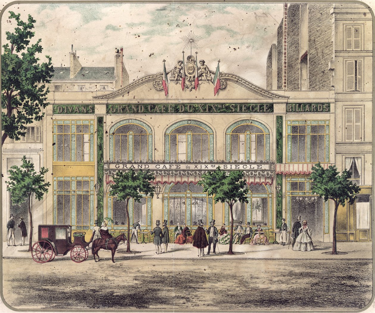 Blick auf das Grand Cafe du XIXeme Siecle, Paris, 1857 von French School