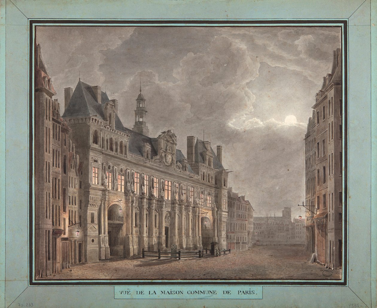 Ansicht des Maison Commune von Paris, zwischen 1790-95 von French School