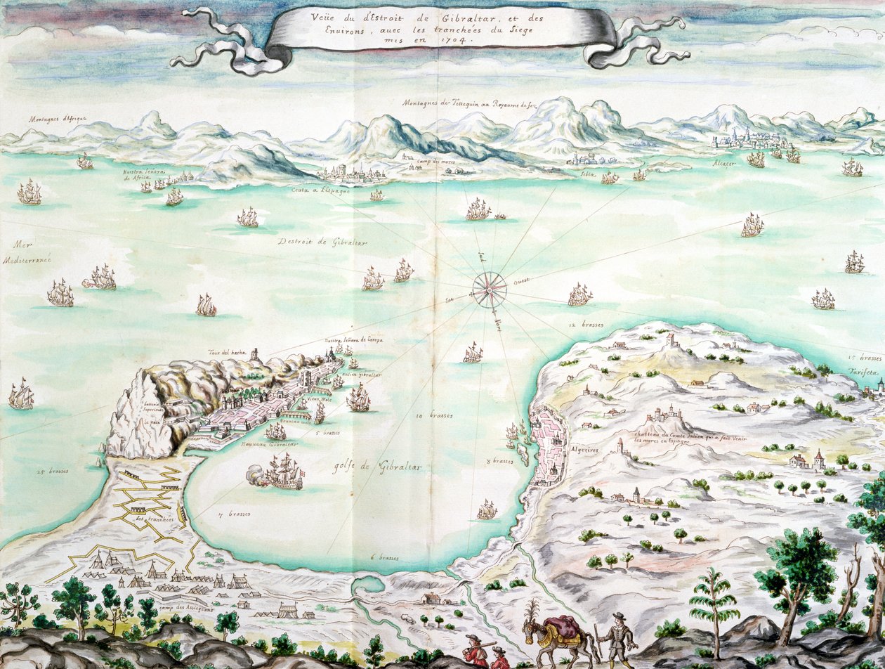 Ansicht der Belagerung von Gibraltar im Jahr 1704 von French School