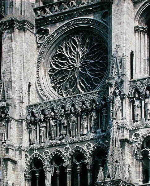 Ansicht des Rosenfensters an der Westfassade, 1225-30 von French School