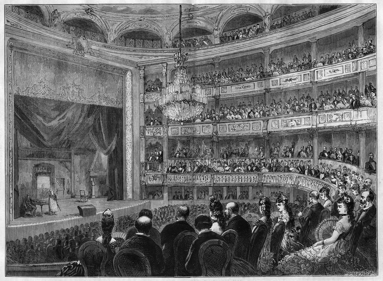 Ansicht des Theatersaals des Odeon, neu restauriert. Paris von French School