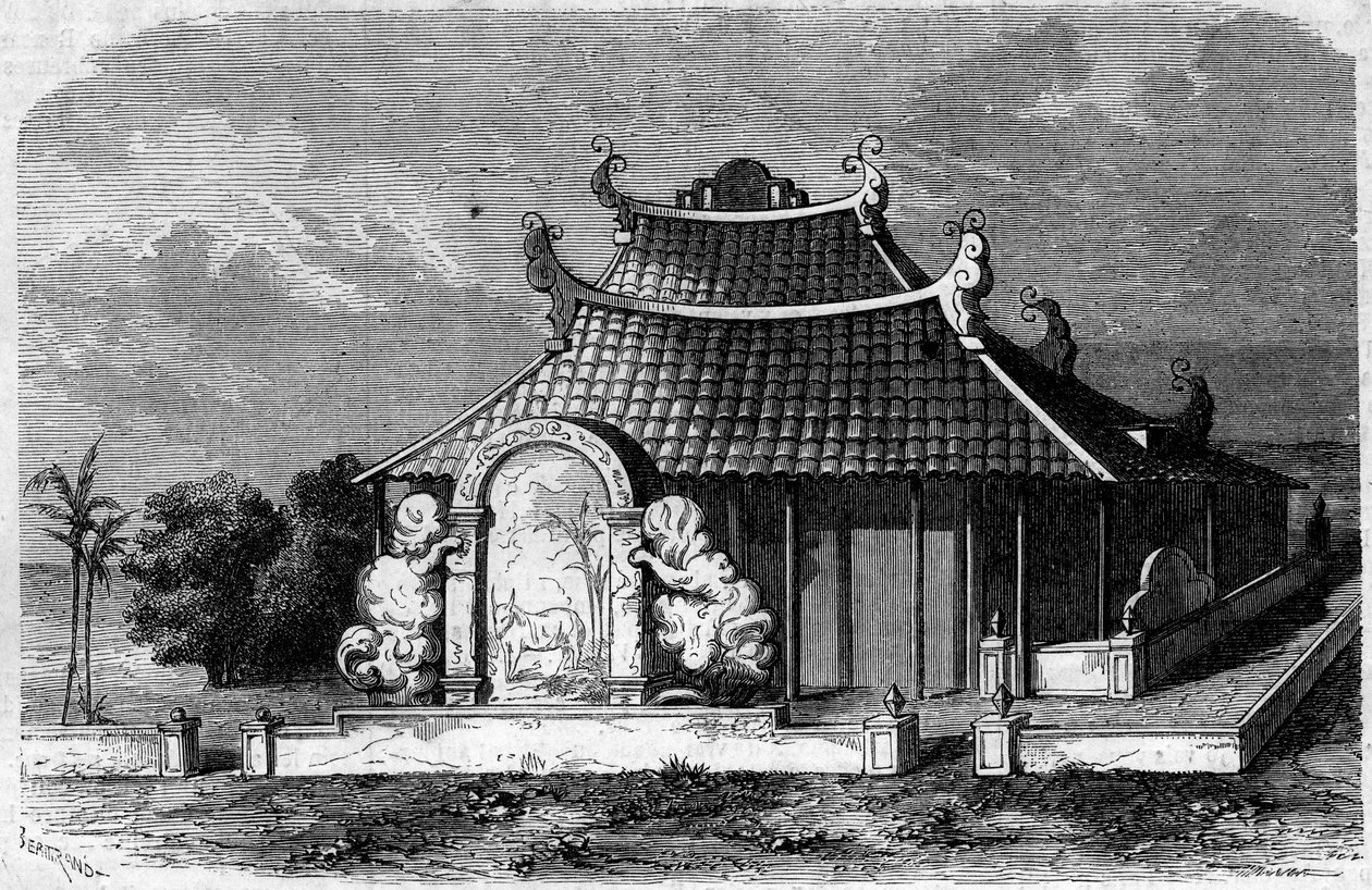 Ansicht des Grabes von Georges Pierre Pigneau de Behaine (1741-1799), Bischof von Adran. Saigon, Cochinchina von French School