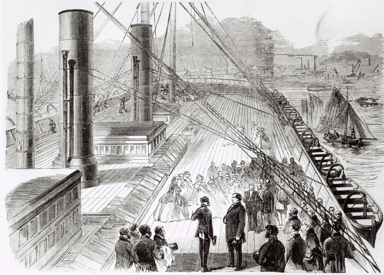 Besuch von Prinz Napoleon auf der Great Eastern in Southampton am 18. Oktober 1859, Illustration aus Le Monde Illustré, 5. November 1859 von French School