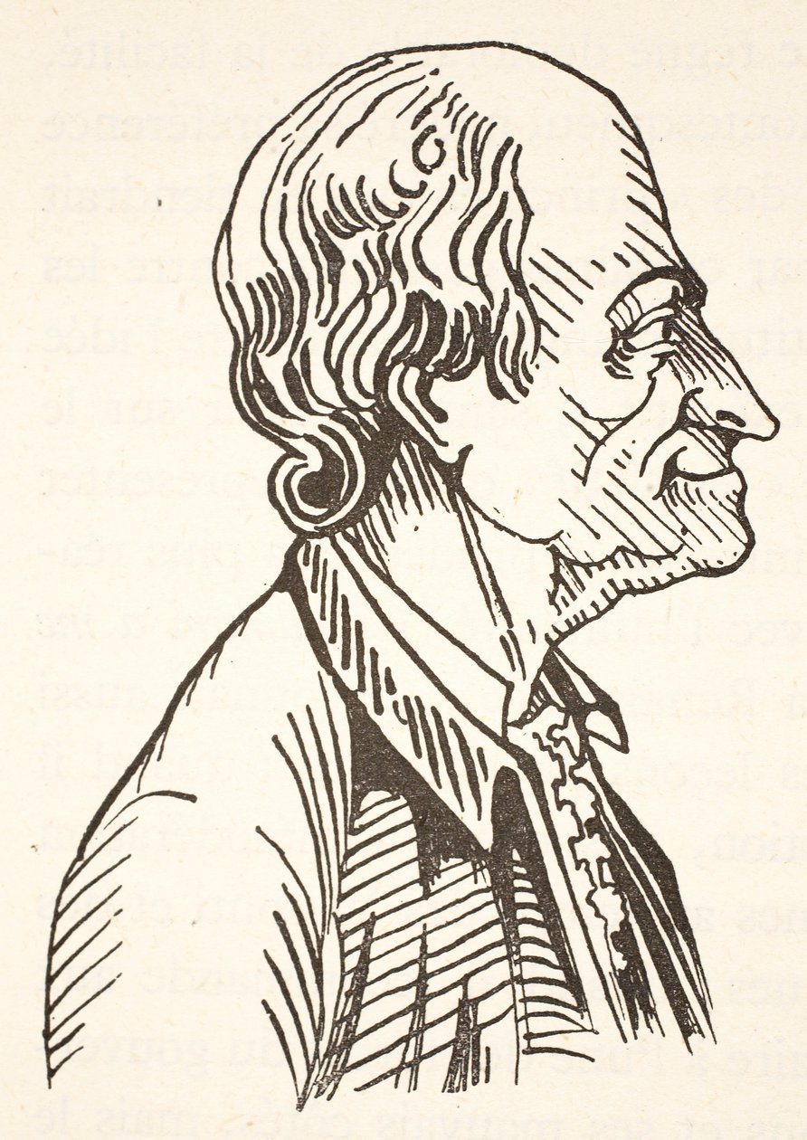 Voltaire, Kopie von Boris Mestchersky, Illustration aus Histoire de la Nation Francaise, Sciences, Bände I & II, von Gabriel Hanotaux, 1924 von French School