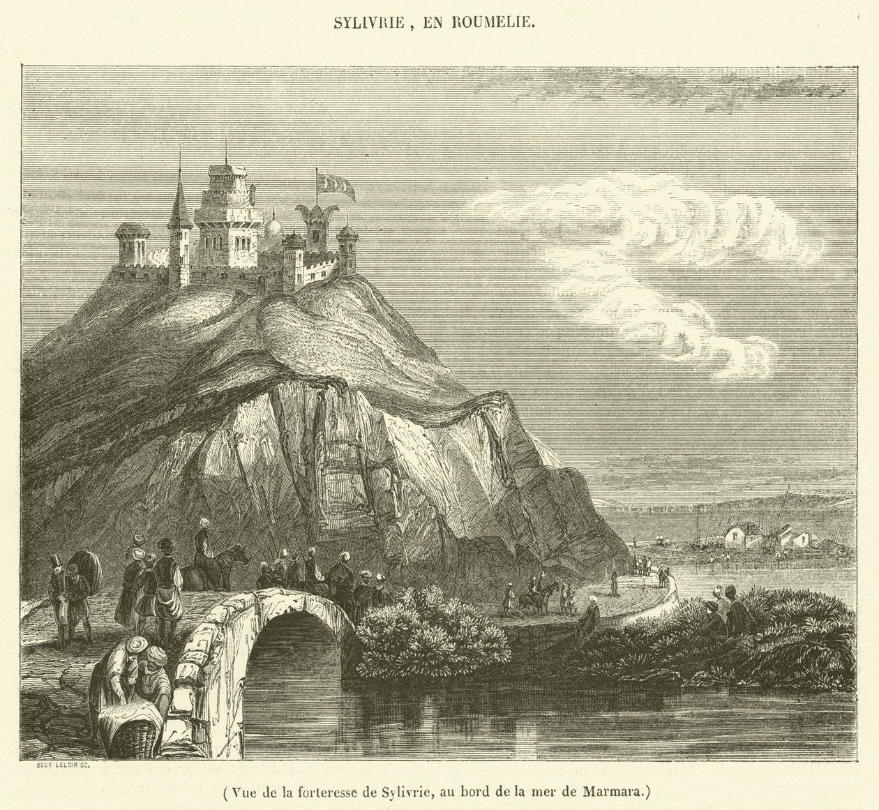 Ansicht der Festung von Sylivrie am Marmarameer (Gravur) von French School
