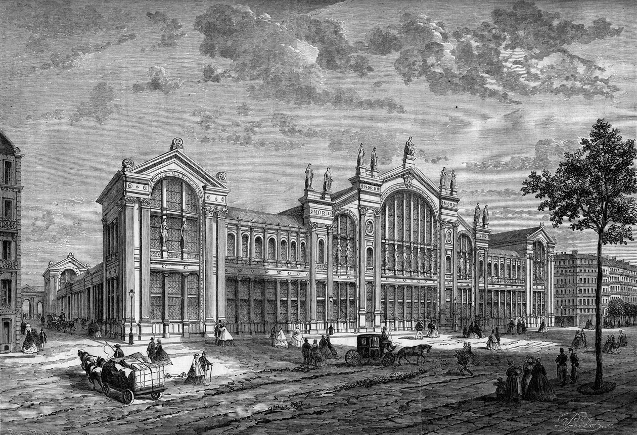Außenansicht des Gare du Nord in Paris, erbaut vom französischen Architekten Jacques Hittorff (1792-1867) von French School