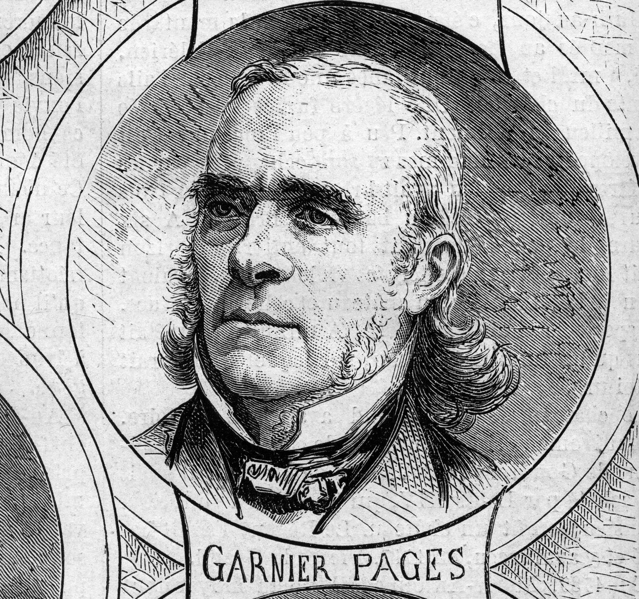 Krieg von 1870 - Regierung der Nationalen Verteidigung: Porträt von Louis Antoine Garnier Pages (Garnier-Pages) (1803-1878), Mitglied der provisorischen Regierung von 1870. Gravur in „Le Monde Illustré“ Nr. 706 vom 22. Oktober von French School