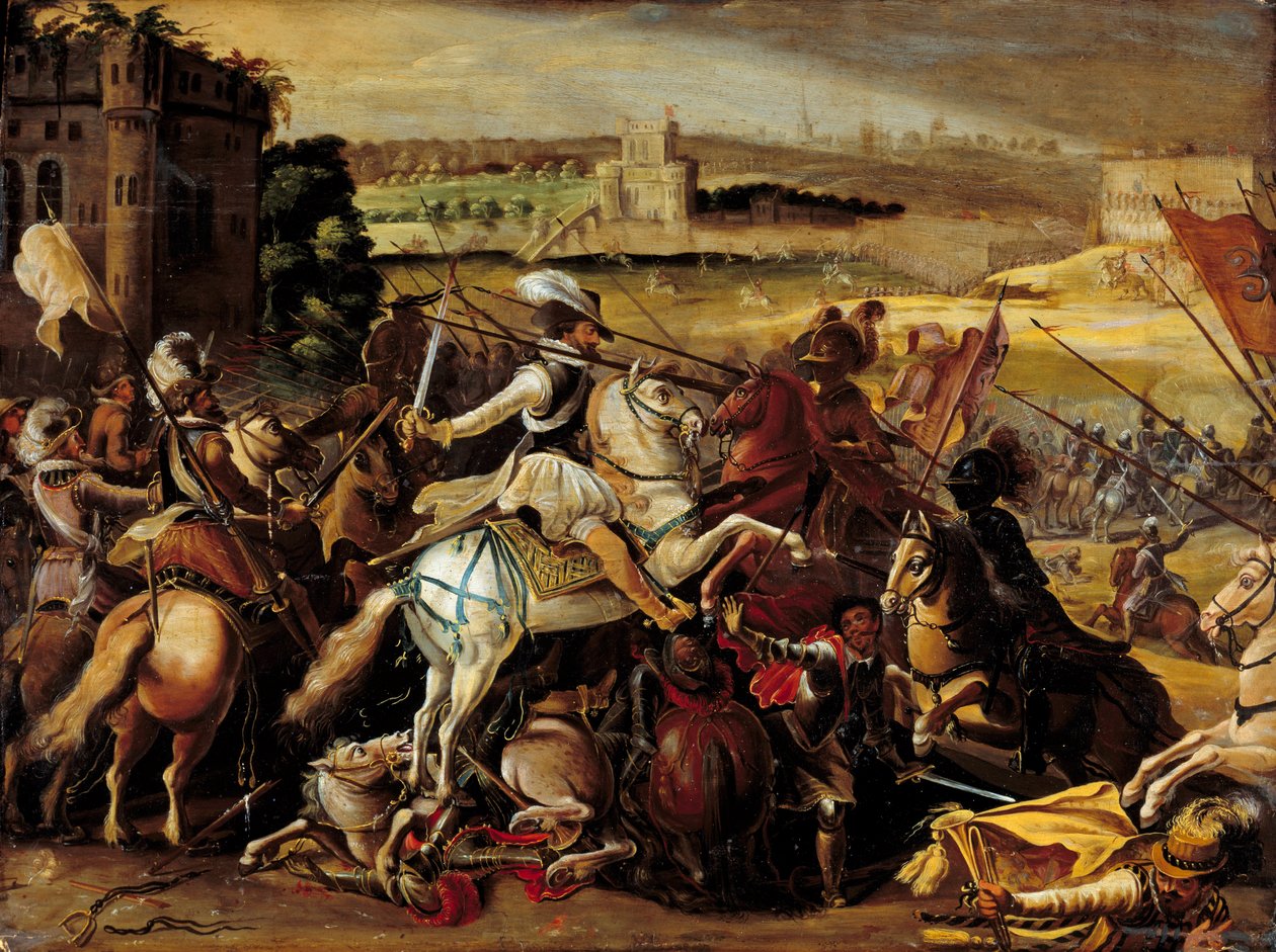 Religionskrieg: „Henri IV. in der Schlacht von Arques (21. September) von French School
