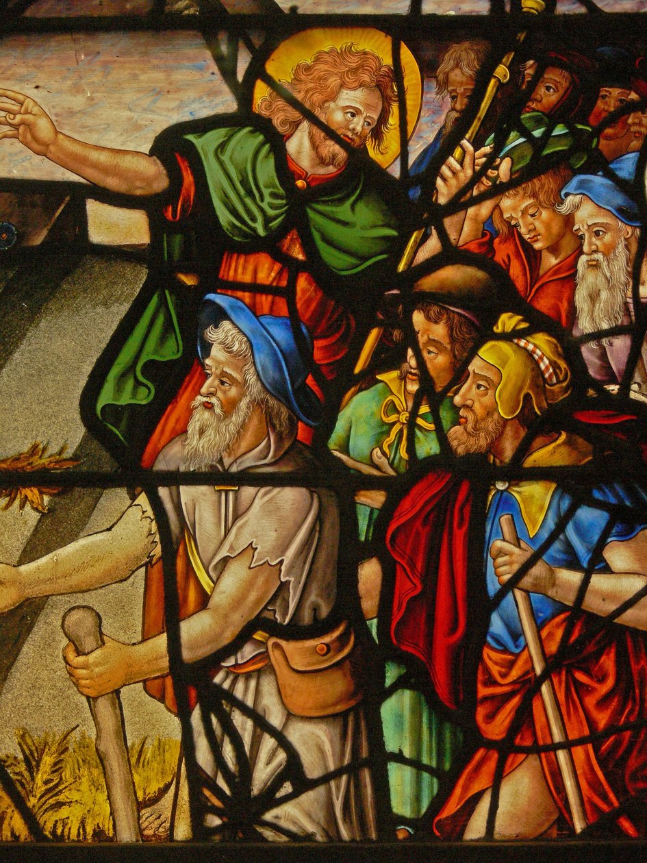 Fenster Charnier-10 zeigt Manna vom Himmel; Christus und die Hostie. von French School