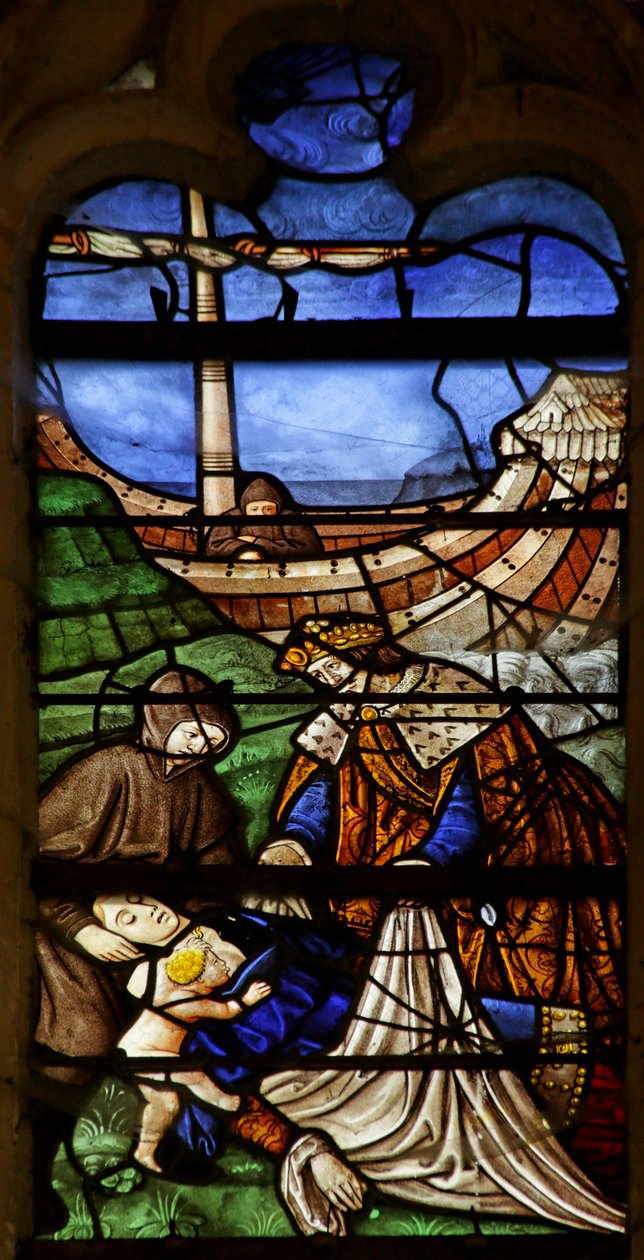 Fenster mit der Heiligen Maria Magdalena: Gräfin von Provence stirbt auf einer Pilgerreise ins Heilige Land von French School