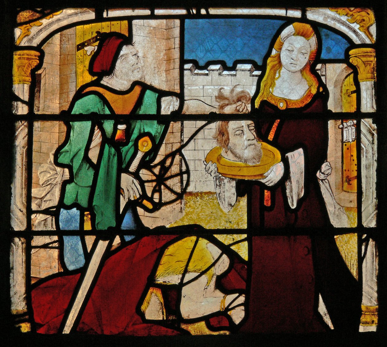Fenster mit Salome, die den Kopf des Heiligen Johannes des Täufers erhält von French School