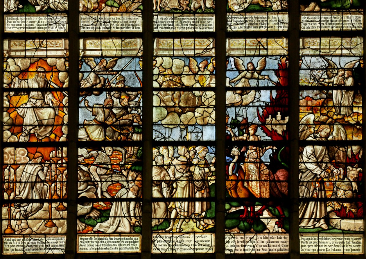 Fenster mit Szenen aus dem Buch der Offenbarung von French School