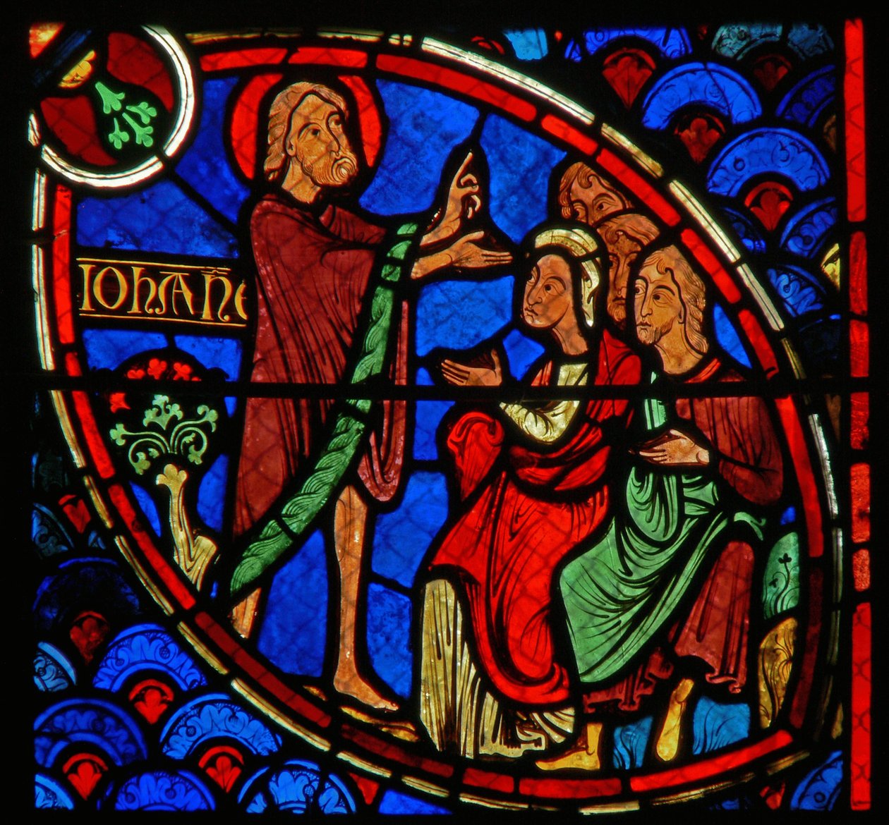 Fenster mit einer Szene aus dem Leben des Hl. Johannes des Täufers von French School