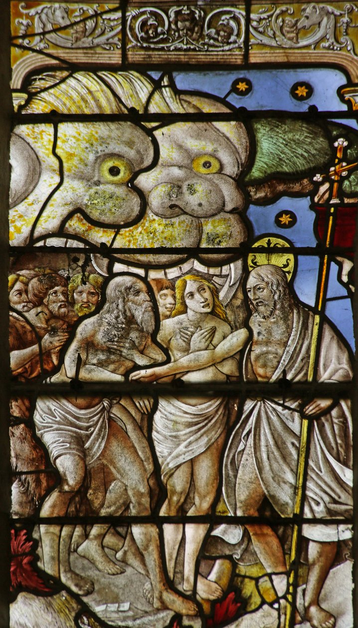 Fenster mit der Darstellung der Höllenfahrt Christi von French School