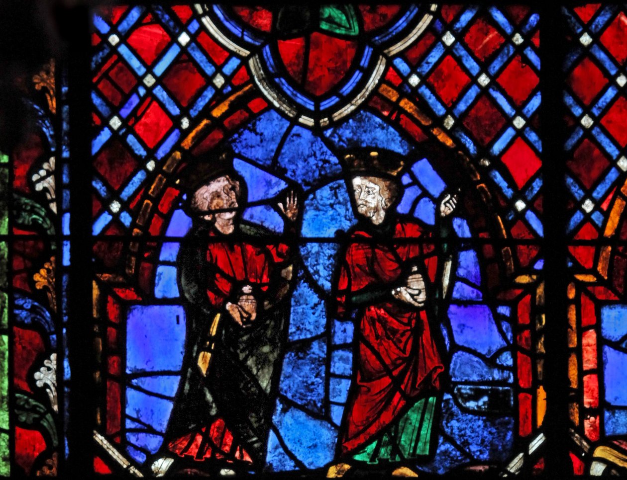 Fenster w01, die Anbetung der Magier darstellend von French School