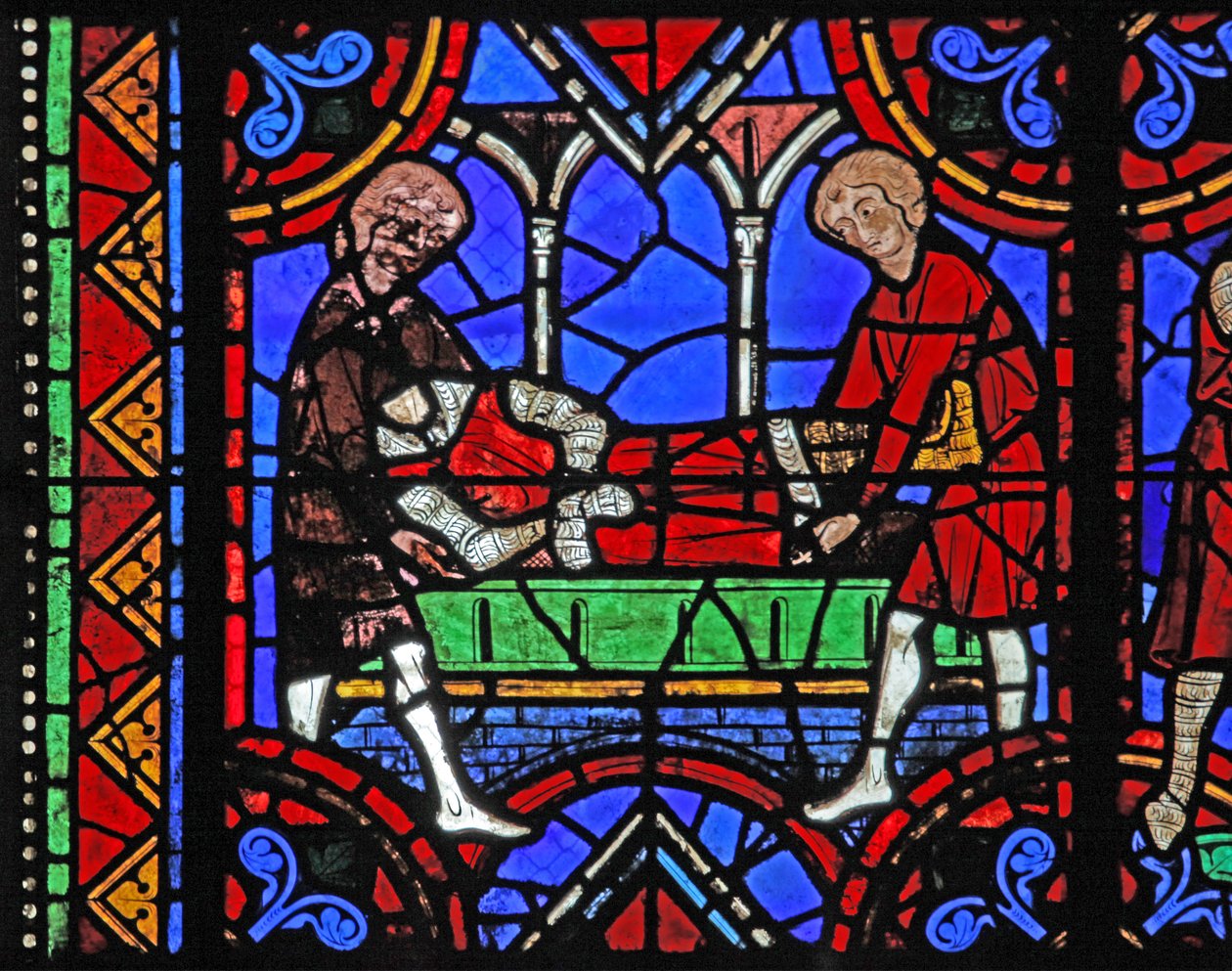 Fenster w06, Darstellung der Beerdigung des Heiligen Julian von Brioude