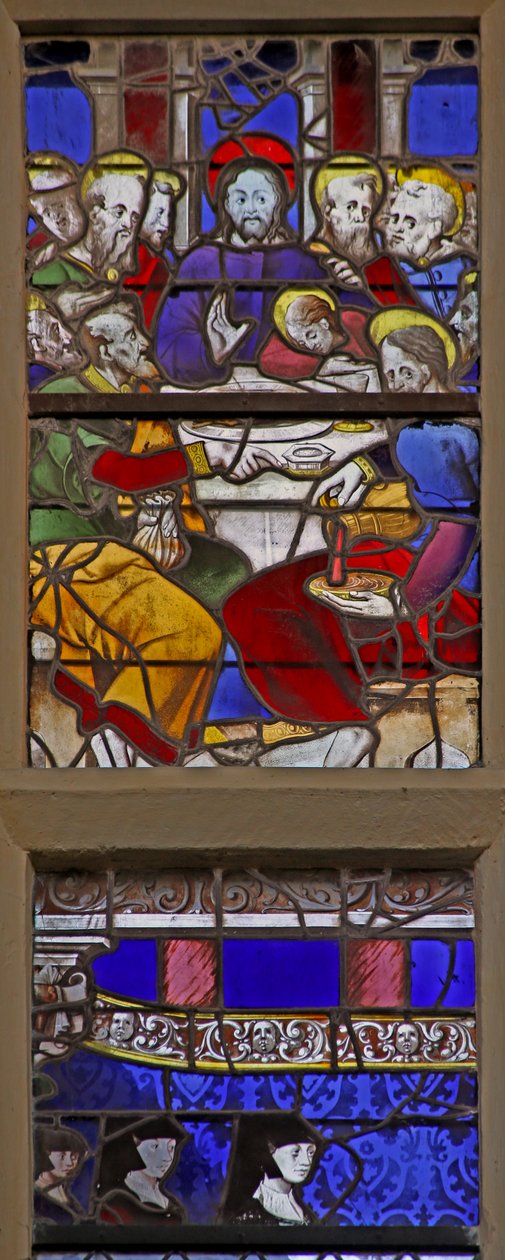 Fenster w107, Darstellung von Stiftern mit Johannes dem Täufer von French School